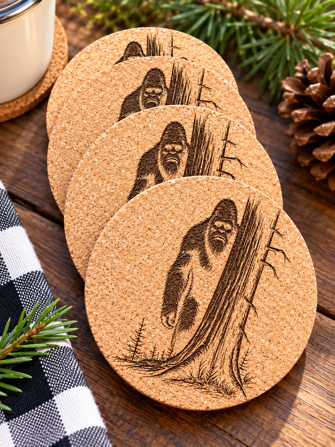 Bigfoot Cork Coasters